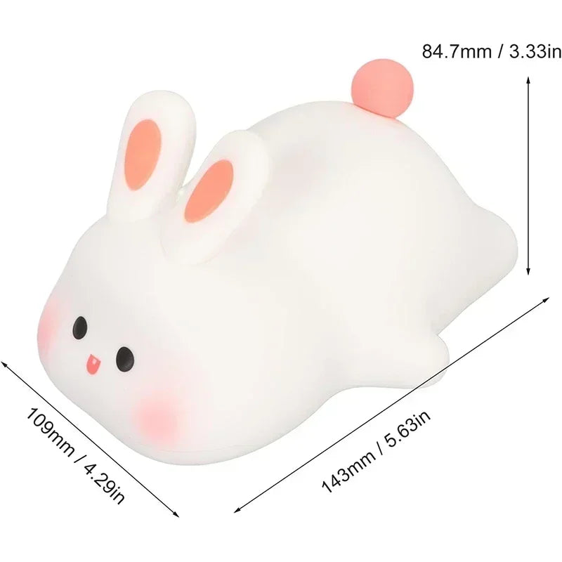 Bunny Night Light Silicone Nursery Cute Sleeping Lamp USB Rechargeable Touch Switch Control Table Led for Child Girlfriend Gift
