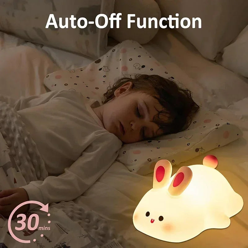 Bunny Night Light Silicone Nursery Cute Sleeping Lamp USB Rechargeable Touch Switch Control Table Led for Child Girlfriend Gift