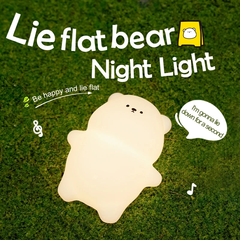 Cute Silicone LED Night Light 3 Level Brightness Rechargeable Nursery Sleeping Lamp Cordless Nightlights For Kids Room Decor