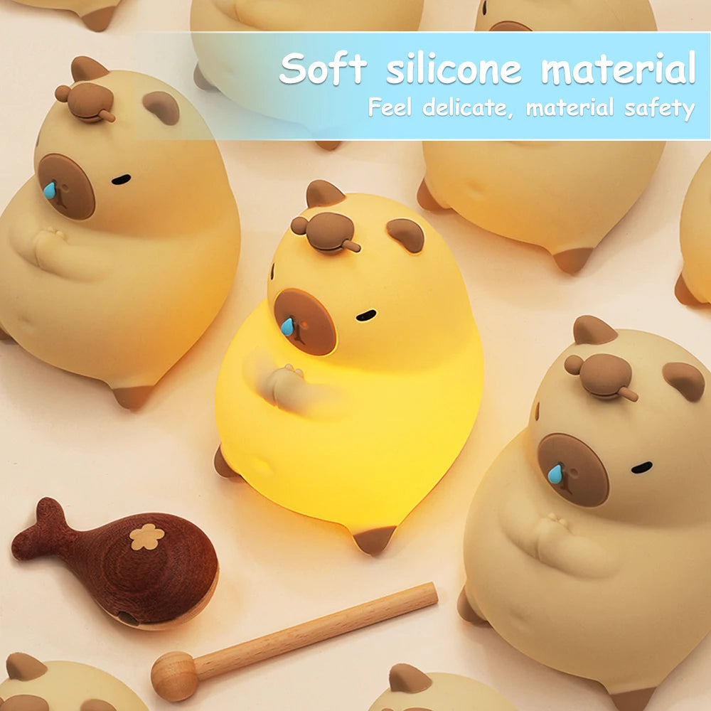 Cute Silicone LED Night Light 3 Level Brightness Rechargeable Nursery Sleeping Lamp Cordless Nightlights For Kids Room Decor
