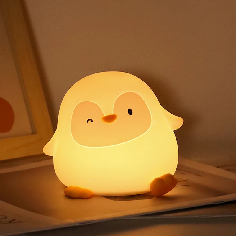 Penguin Silicone Night Light Soft Nursery Nightlight USB Rechargeable Dimmable LED Squishy Novelty Animal Bedside Lamp For Gifts