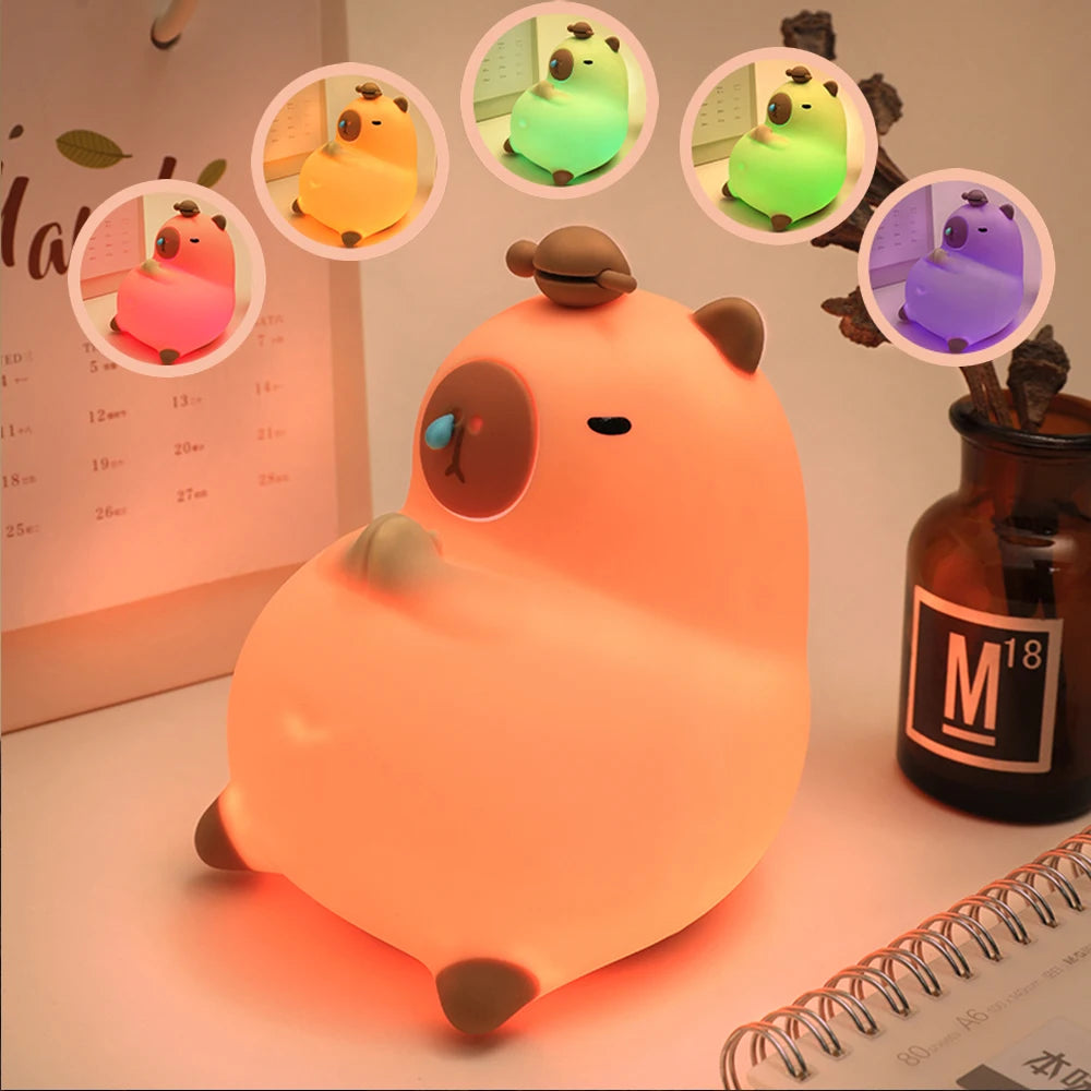 Cute Silicone LED Night Light 3 Level Brightness Rechargeable Nursery Sleeping Lamp Cordless Nightlights For Kids Room Decor