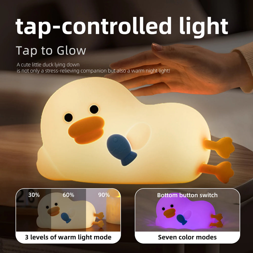 Penguin Silicone Night Light Soft Nursery Nightlight USB Rechargeable Dimmable LED Squishy Novelty Animal Bedside Lamp For Gifts