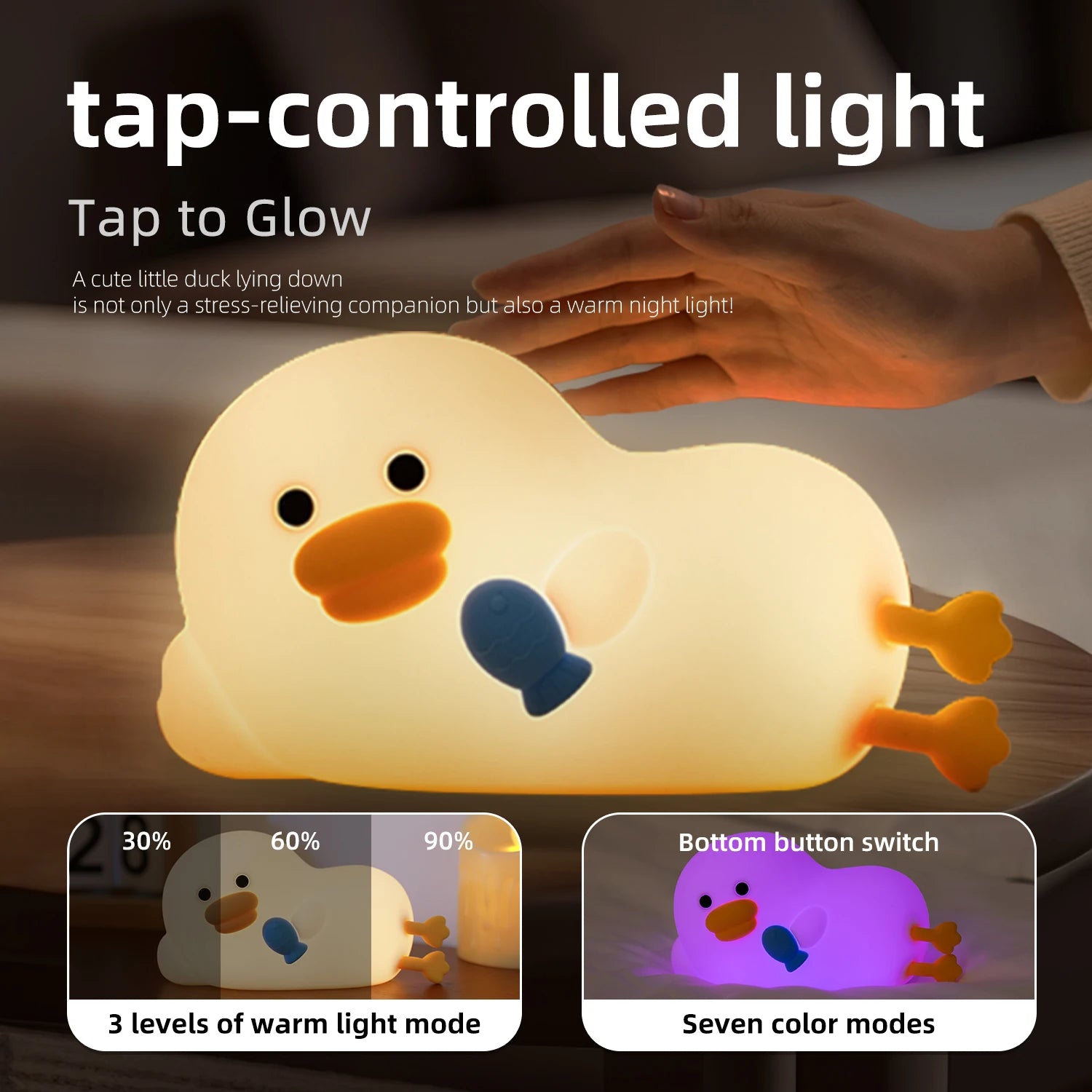 Penguin Silicone Night Light Soft Nursery Nightlight USB Rechargeable Dimmable LED Squishy Novelty Animal Bedside Lamp For Gifts