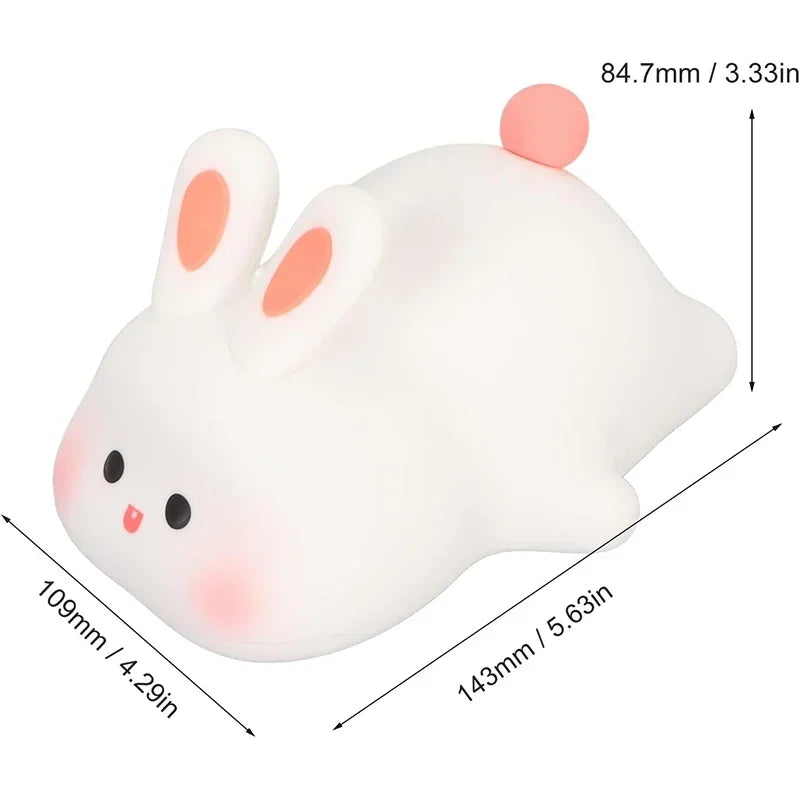 Bunny Night Light Silicone Nursery Cute Sleeping Lamp USB Rechargeable Touch Switch Control Table Led for Child Girlfriend Gift